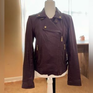 Leather jacket Wine color
